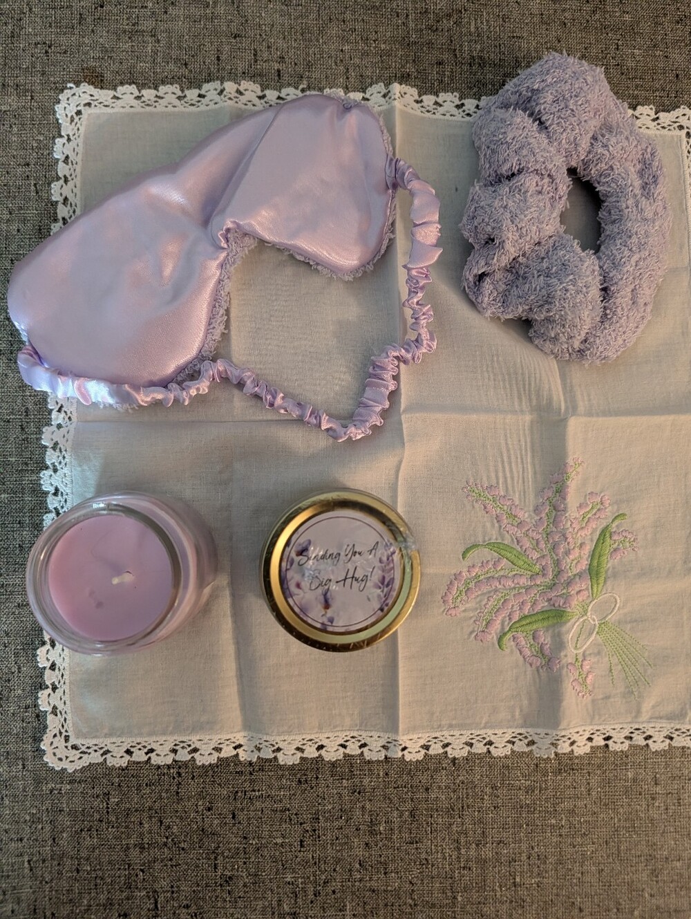 Lavender Candles, Eye mask, Scrunchie-Pamper Yourself Bundle
